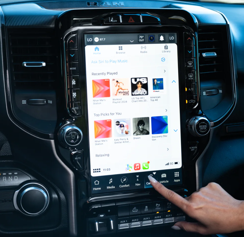 2022-2024 RAM 1500 UBQ Uconnect 5 Upgrade kit with 12-inch Touchscreen including Wireless Apple CarPlay / Android Auto